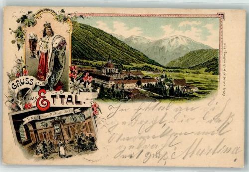 Ettal 1901 Gruss Das neue Bäustüberl Gasthaus Tracht König
