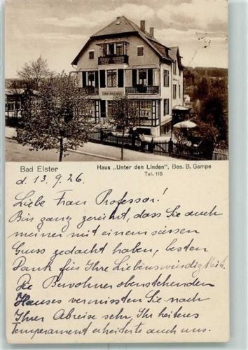 Bad Elster Haus Unter den Linden Bes. B. Gampe