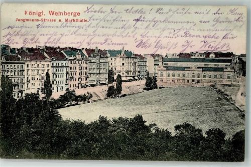 Prag 1906 Jungmanns- Straße Markthalle Königl. Weinberge