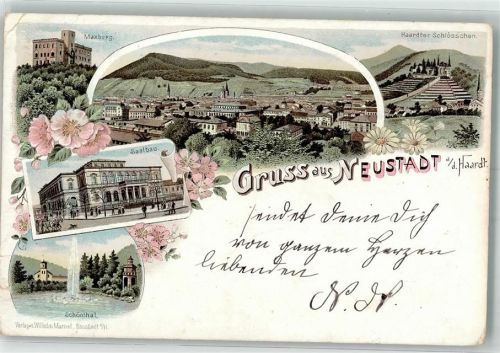 Neustadt Maxburg Haardter Schlösschen Saalbau Schöntal Lithographie