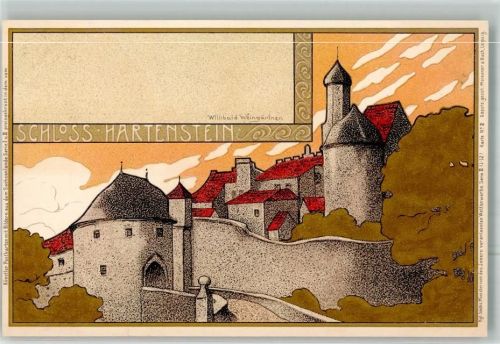 Hartenstein Künstlerkarte Schloß Hartenstein sign. Willibald Weingärtner