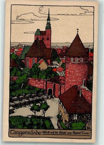 Tangermünde Blick auf die Stadt u. Kapital Turm