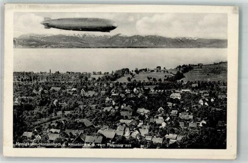 W7993 Kressbronn am Bodensee Fliegeraufnahme Strähle Nr. 8966-SZ-AL23 Zeppelin Foto AK