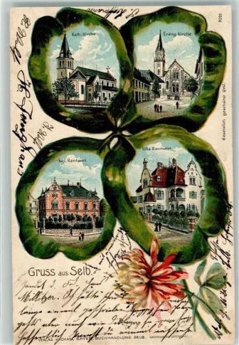 Selb Blatt Kgl. Rentamt Villa Baumann Kath. Kirche Ev. Kirche Litho