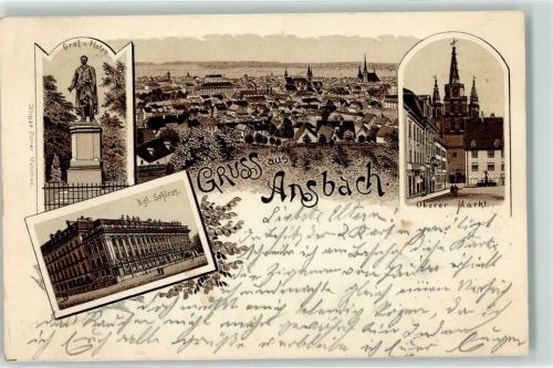 Ansbach 1897 Graf von Platen Königliches Schloss Oberer Markt Kirche