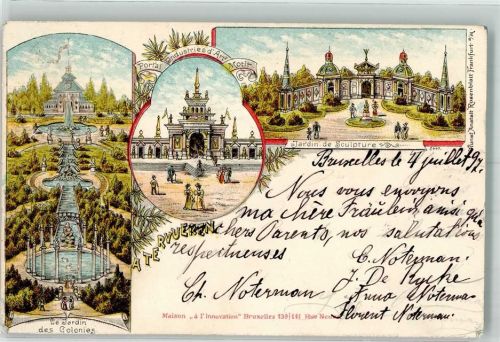 Brüssel 1897 Portal Industries d'Art Motit Jardin de Sculpture Le Jardin des Colonies