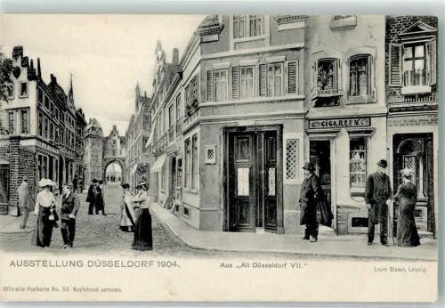 W4000 Düsseldorf Ausstellung 1904 Aus Alt Düsseldorf VII Cigarren Geschäft Off. Postkarte Nr 55 Kunstgeschichte Düsseldorf Gebrauchsspuren