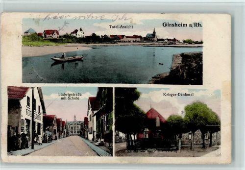 Ginsheim-Gustavsburg 1914 Ludwigstr., Kriegerdenkmal AK