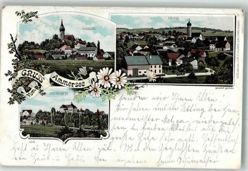 82346 W8138 Andechs 1898 Gebrauchsspuren Lithographie Erling Greifenberg Ammersee