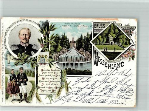 W3500 Kassel , Hess Gruss aus dem Hessenland Adel Hessen Trachten Hessen 1898 Lithographie