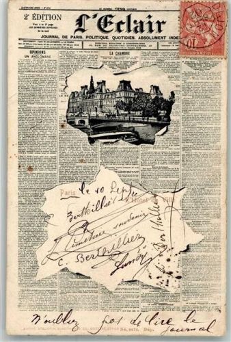 Paris 1902 Le Eclair Journal Durchbrochene Papierwand AK