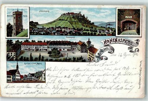 71679 W7144 Hohenasperg 1906 Lithographie Aussichtsturm Schubart-Gefängnis Festungshof Rathaus Asperg