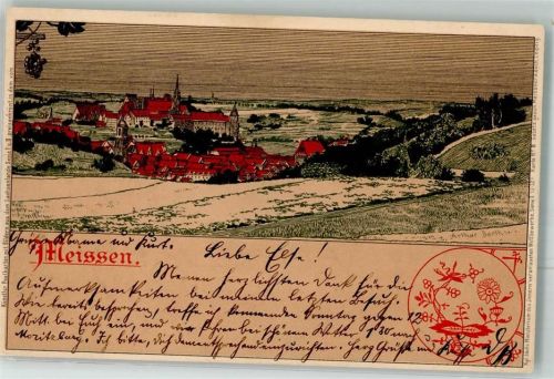 Meißen 1898 sign. Arthur Barth Künstler der Porzellan Manufaktur Bilder a.d. Sachsenland Serie I Nr. 8