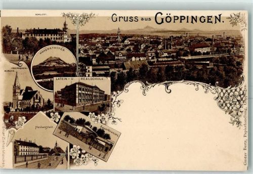 Göppingen Schloss Hohenstaufen Oberhoven-Kirche Latein- und Realschule Heilanstalt Sauerbrunnen