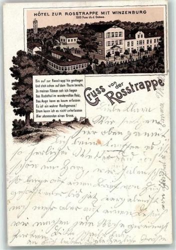 Thale 1896 Hotel zur Rosstrappe mit Winzenburg