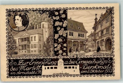 Arnstadt 1913 Einweihung des Marlitt-Denkmal Marlittsheim Geburtshaus