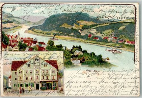 Wehlen Dorf 1900 Lithographie