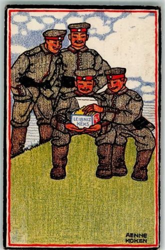 1914 WK I sign. Aenne Koken Soldaten essen Kekse