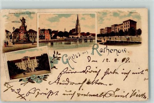 Rathenow 1899 Denkmal des großen Kurfürsten Kaserne Kriegerdenkmal