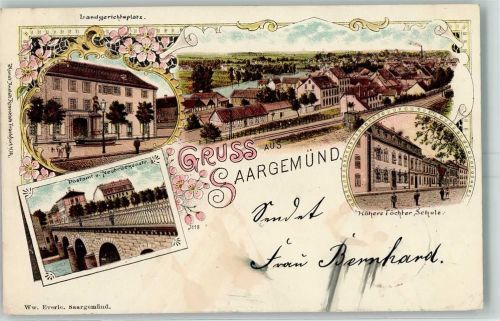 Sarreguemines Gruss aus Postamt Landgerichtsplatz AK