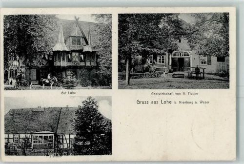 Nienburg 1903 Gut Lohe Gastwirtschaft von H. Poppe Pfarrhaus