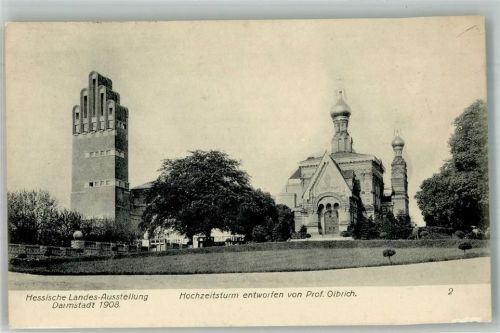 Darmstadt 1908 Hochzeitsturm Architektur Jugendstil von Pro Olbrich. und Russ. Kapelle