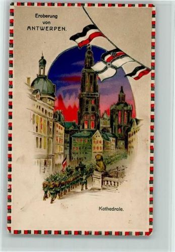 Antwerpen WK I Eroberung von Antwerpen Lithographie AK