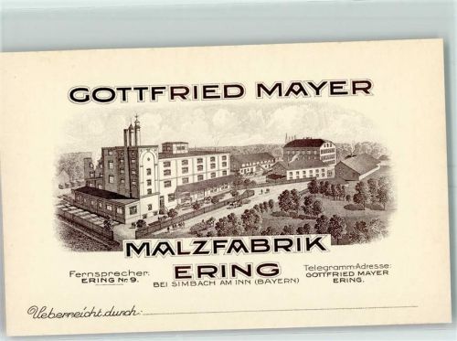 W8399 Ering Visitenkarte Gottfried Mayer Malzfabrik Brauerei