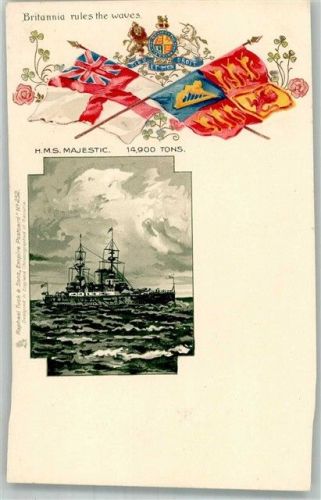 H.M.S. Majestic Fahnen Britannia Tucks Nr. 252 AK