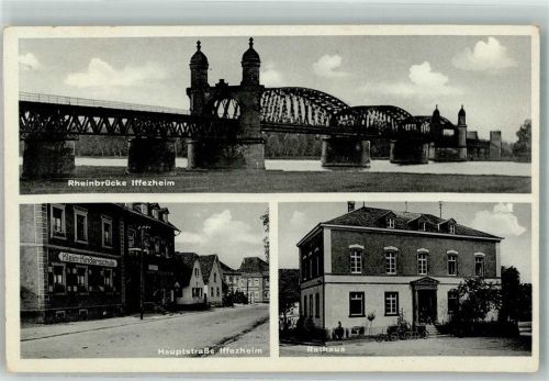 Iffezheim Rheinbrücke Rathaus Hauptstraße Fahrrad