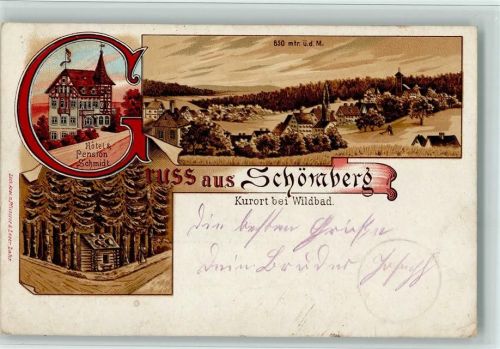Schömberg 1904 Gruss aus - Pension Schmidt AK