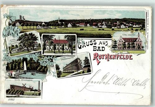 Bad Rothenfelde 1899 Evang. Kinder Heilanstalt Kurhaus Kath. Anstalt Altes Neues Gradierwerk Kurgarten Gruss Blumen