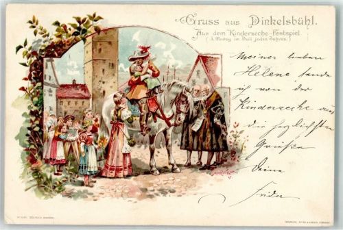 W8804 Dinkelsbühl Kinderzeche Festzug Reiter Uniform sign Meier Privatganzsache 1899 Lithographie / Künstlerkarte