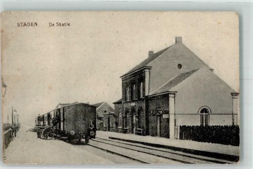 Staden West-Vlaanderen 1915 - De Statie Bahnhof Eisenbahn Feldpost WK I Kaiserl. Ersatz Sanitäts Kompagnie XXVI. Res.-Armee Korps