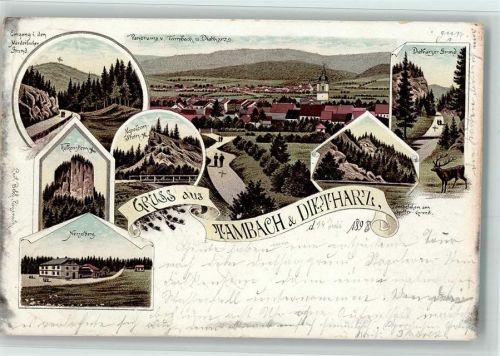 99897 O5809 Tambach-Dietharz , Thüringer Wald 1898 Lithographie Gruss aus - AK