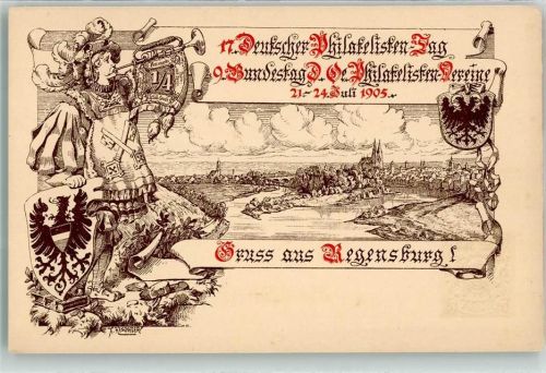 Regensburg 17. Deutscher Philatelisten-Tag 9. Bundestag Deutscher und Österreischischer Philatelisten-Vereine Juli 1905 Trompeter