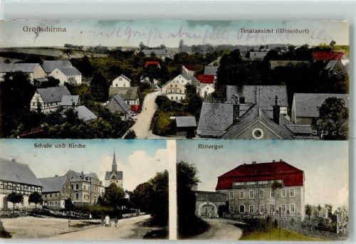 09603 O9204 Großschirma 1914 - Schule Kirche Rittergut