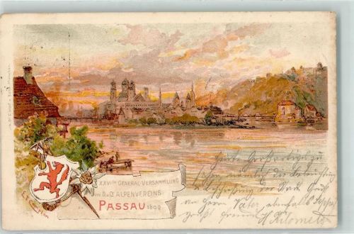 Passau XXVI. General-Versammlung des Deutschen und Österreichischen Alpenvereins 1899 sign E. T. Compton