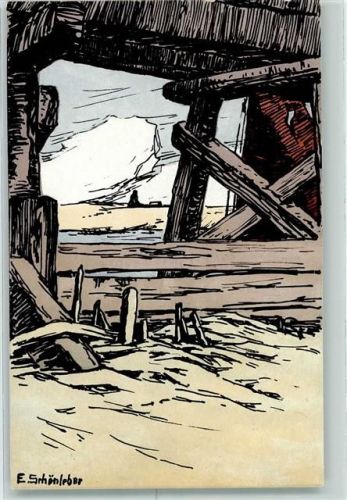 Nieuport sign. E. Schönleber Blick nach Westende Photochromie Nenke & Ostermaier Serie 238 Nr. 3831 AK