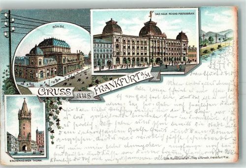 Frankfurt 1897 Gruss aus Postgebäude Börse AK
