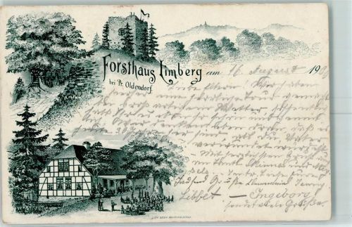 32361 W4994 Preußisch Oldendorf 1900 Lithographie Forsthaus Limberg