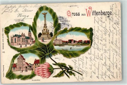 19322 O2900 Wittenberge , Prignitz 1905 Lithographie Efeu Ev. Kirche Kriegerdenkmal Hafen Steintor