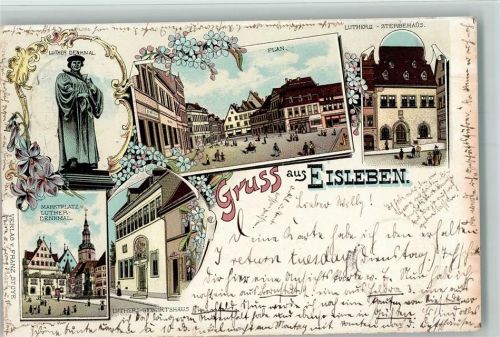 06295 O4250 Lutherstadt Eisleben 1897 Lithographie Gruss aus - AK