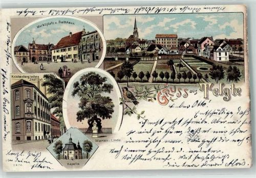 Telgte 1898 Marktplatz u. Rathaus Knickenberg´sches Institut Kapelle Marien Linde