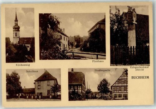 78567 W7791 Buchheim b Meßkirch - Kirchenweg Pfarrhaus Kriegerdenkmal Schulhaus