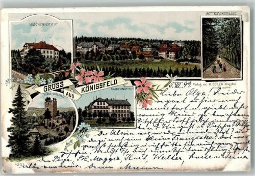 Königsfeld 1899 Burg Ruine Waldau Gottesackerallee Mädcehninstitut Knabeninstitut