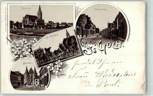 Goch 1899 Vorläufer Pfarrkirche Steintor Marktplatz Vossstraße Bahnpost Zug 228