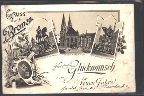 Bremen 1893 Vorläufer Druck 1890 -1895 Kaiser Denkmal