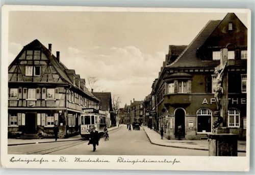 Ludwigshafen Rheingäuheimerstraße Apotheke Straßenbahn Oldtimer Fahrrad
