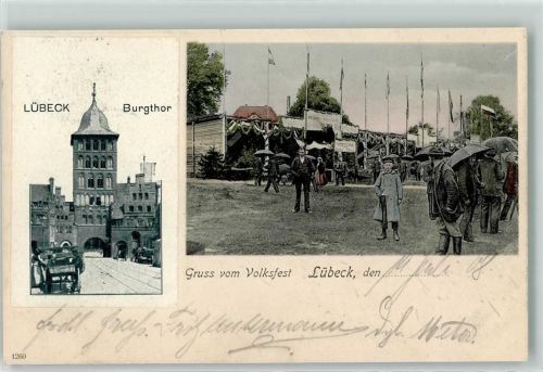 Lübeck 1908 Burgtor Volksfest